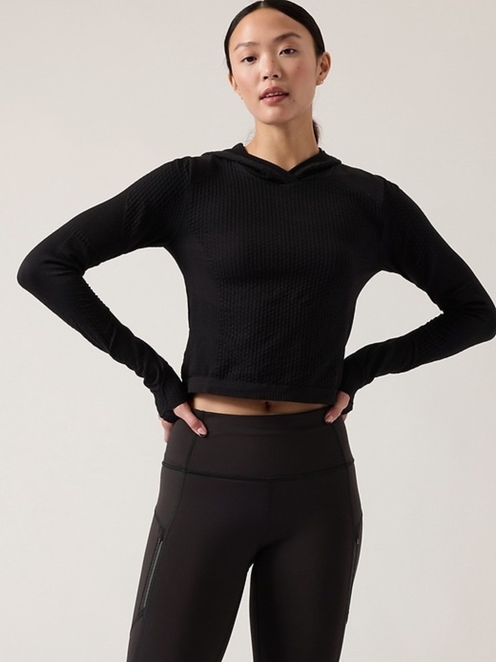 Athleta Flurry Seamless Hoodie in black